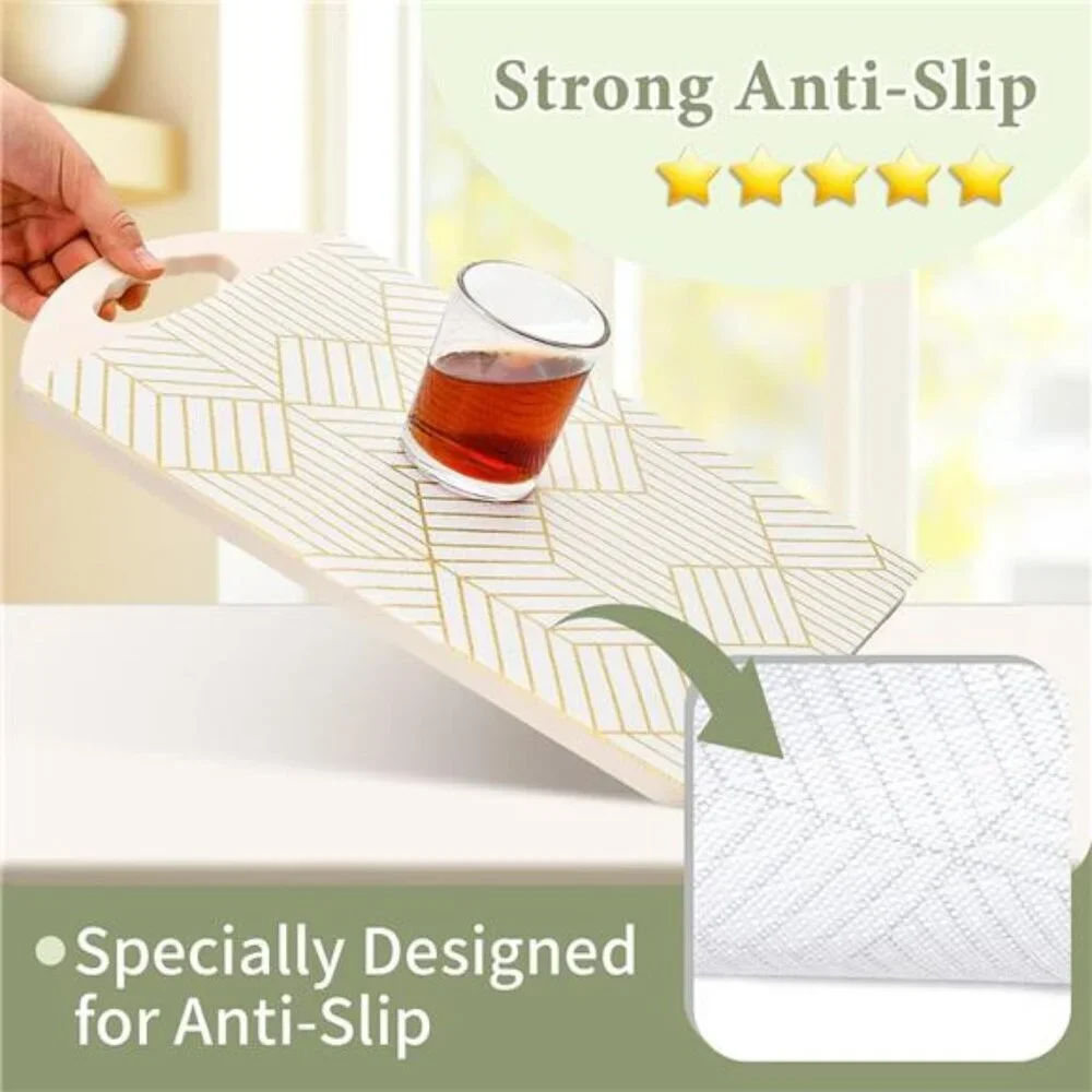 Gold Geometric Shelf Liner 12x20ft Non Slip Kitchen Cabinet Drawer Liner Durable